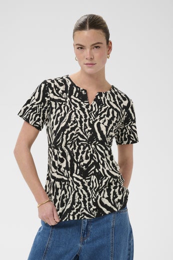 Kaffe Bella T-paita 10508467, mustavalkoinen